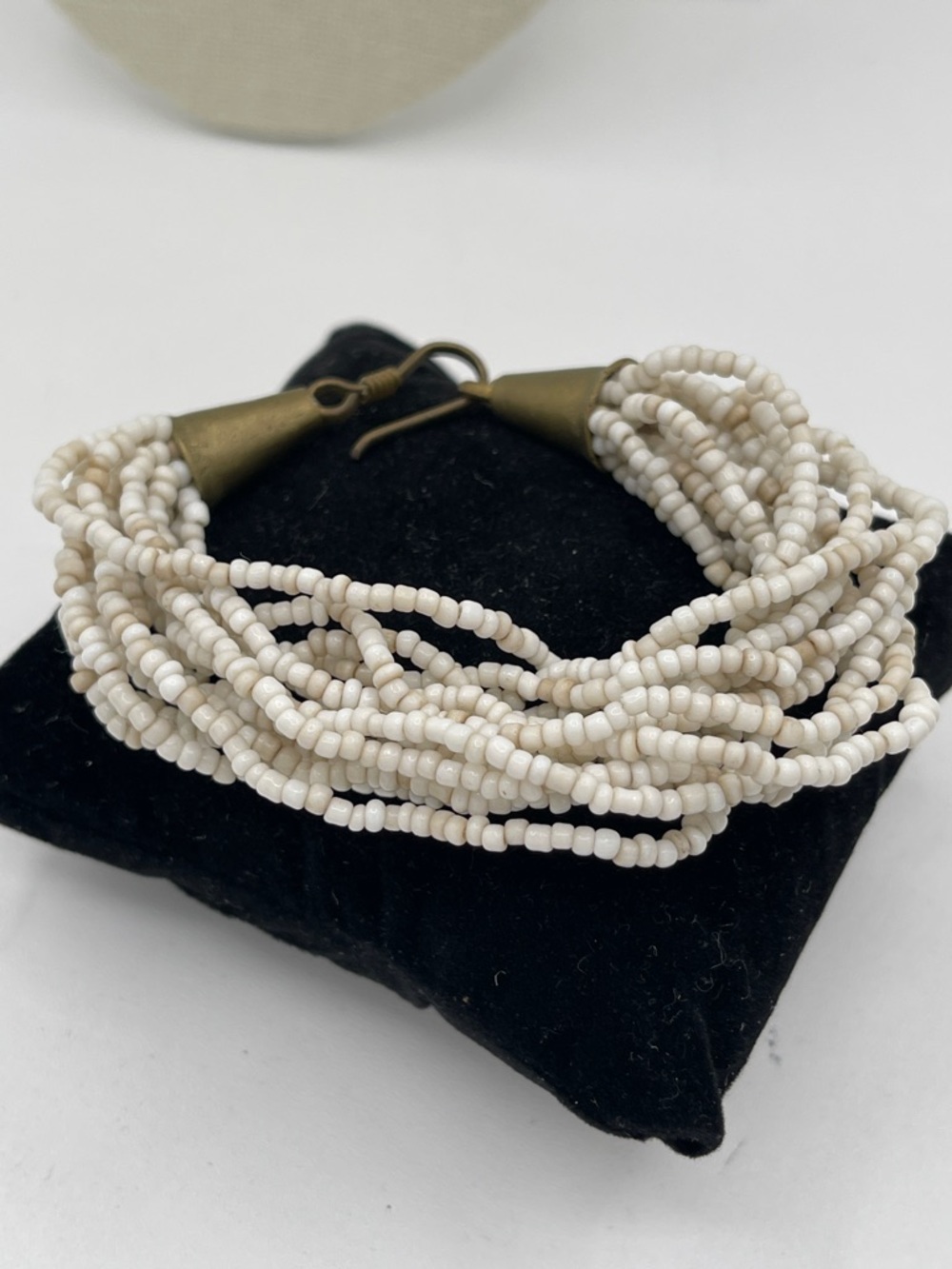 4.21.26-11 Multi-Strand Ivory Seed Bead Bracelet - Beautiful Clasp